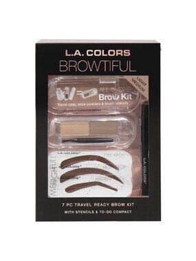 L.A. Colors Browtiful 7-Piece Brow Filler Kit Light Medium